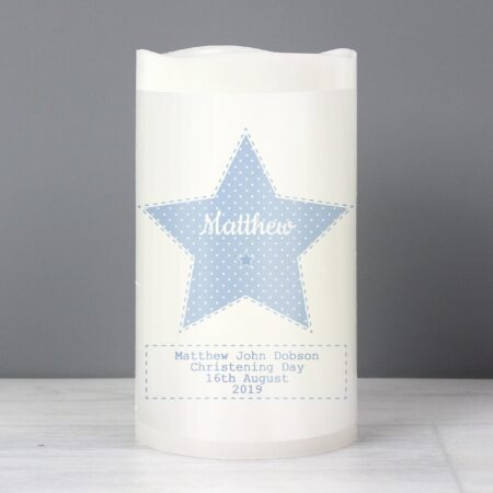 Personalised Stitch & Dot Baby Boy Nightlight LED Candle: 3 - LED Lighting By Gift Moments
