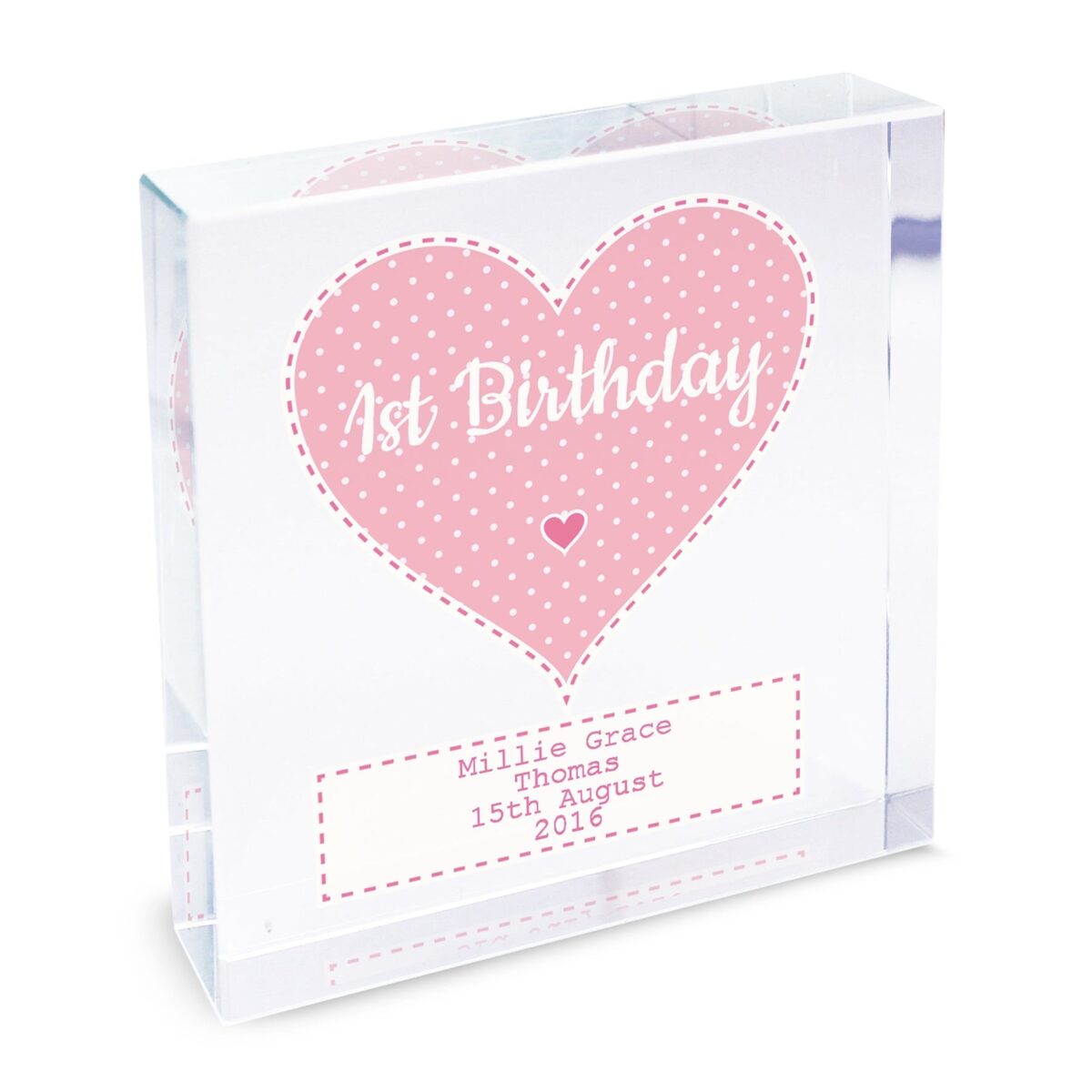 Personalised stitch dot baby girl crystal token