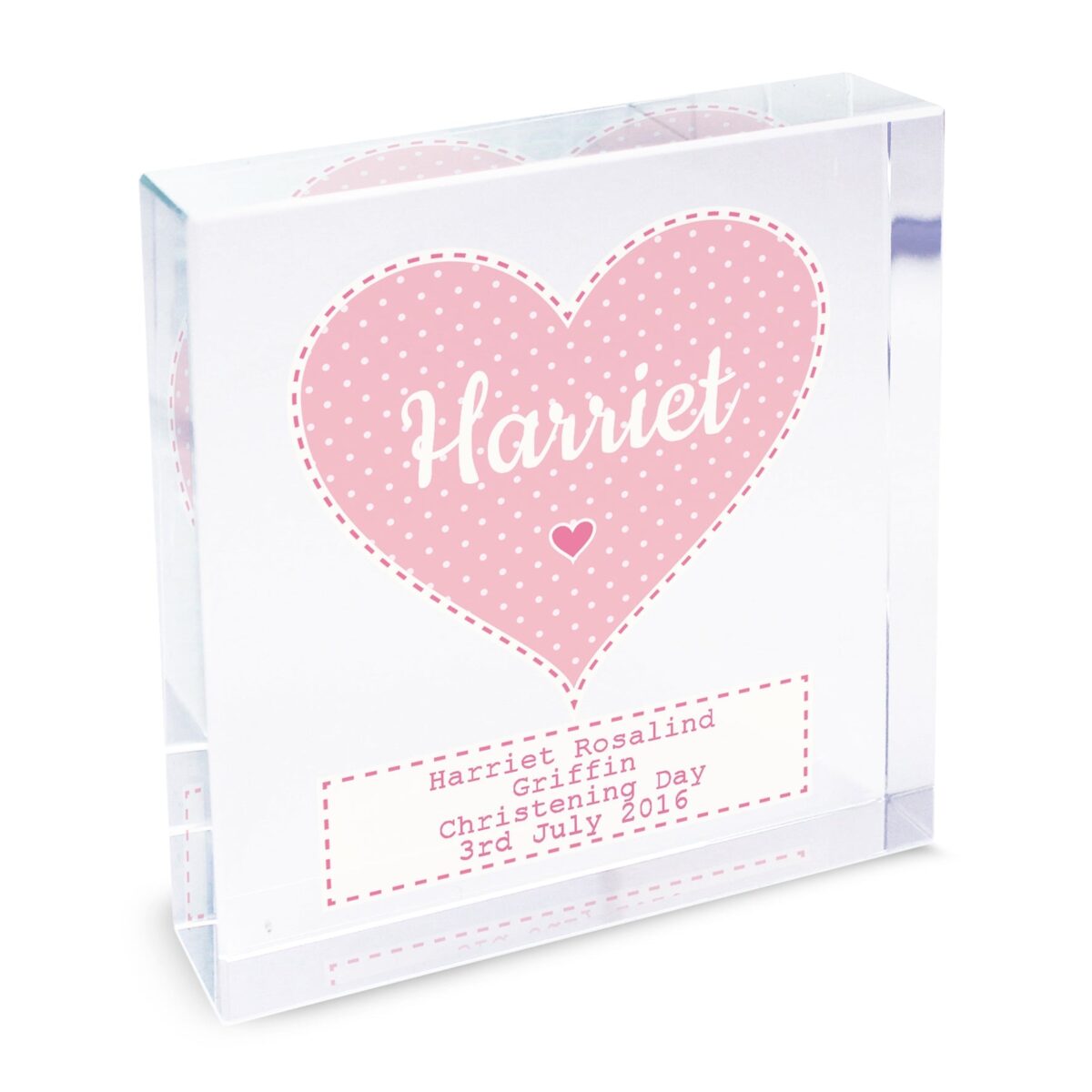 Personalised stitch dot baby girl crystal token