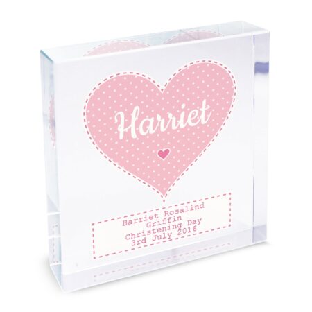 Personalised stitch dot baby girl crystal token