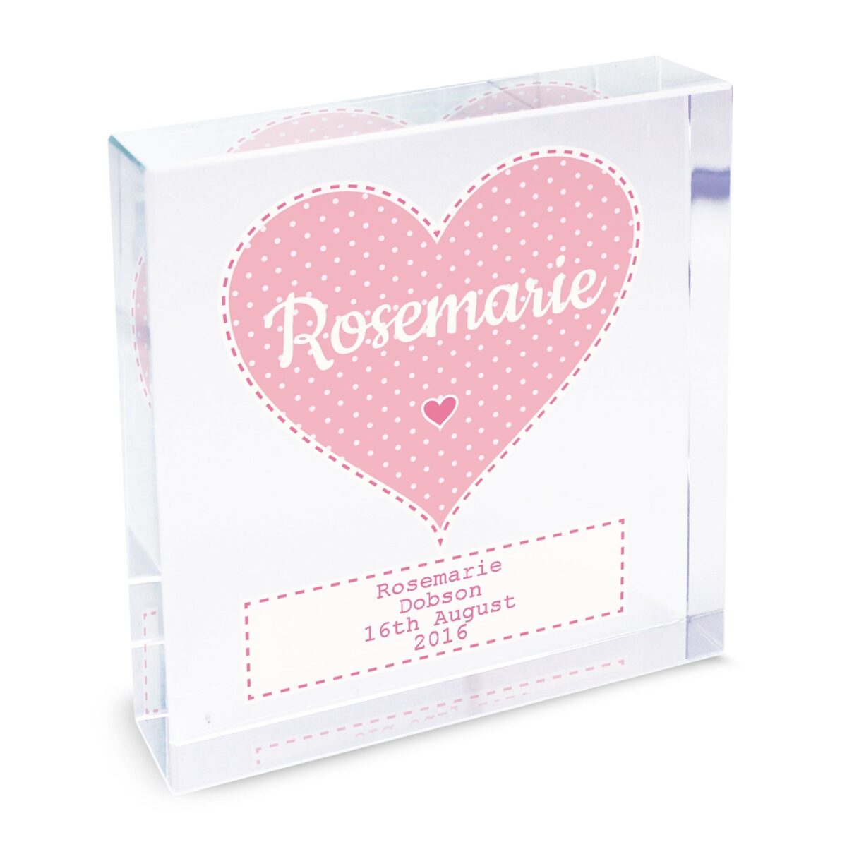 Personalised stitch dot baby girl crystal token