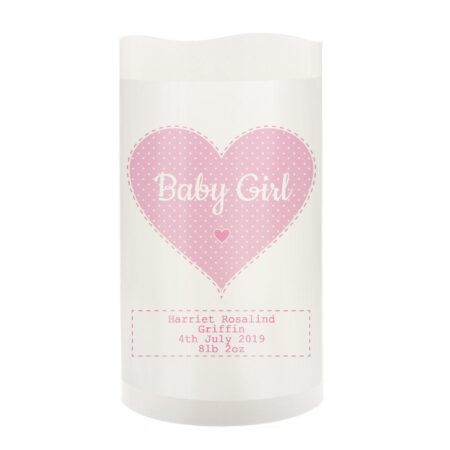 Personalised Stitch & Dot Baby Girl Night Light LED Candle: 5 - LED Lighting By Gift Moments