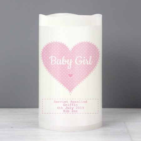 Personalised Stitch & Dot Baby Girl Night Light LED Candle: 2 - LED Lighting By Gift Moments