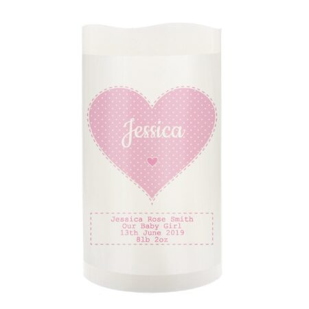 Personalised Stitch & Dot Baby Girl Night Light LED Candle: 3 - LED Lighting By Gift Moments