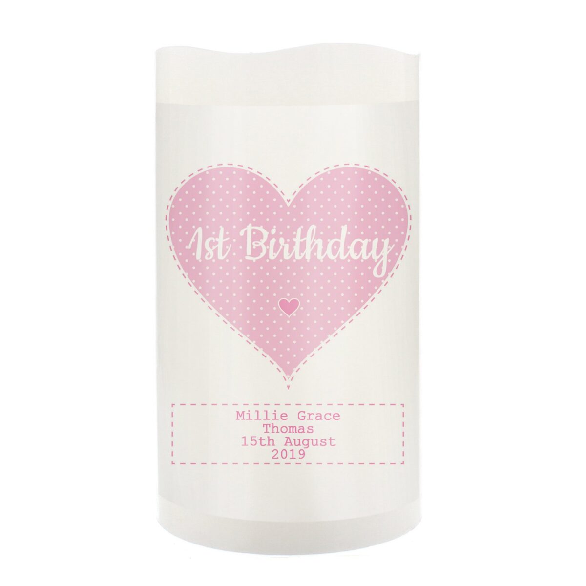 Personalised Stitch & Dot Baby Girl Night Light LED Candle: 6 - LED Lighting By Gift Moments