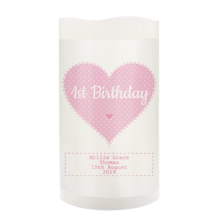 Personalised Stitch & Dot Baby Girl Night Light LED Candle: 6 - LED Lighting By Gift Moments