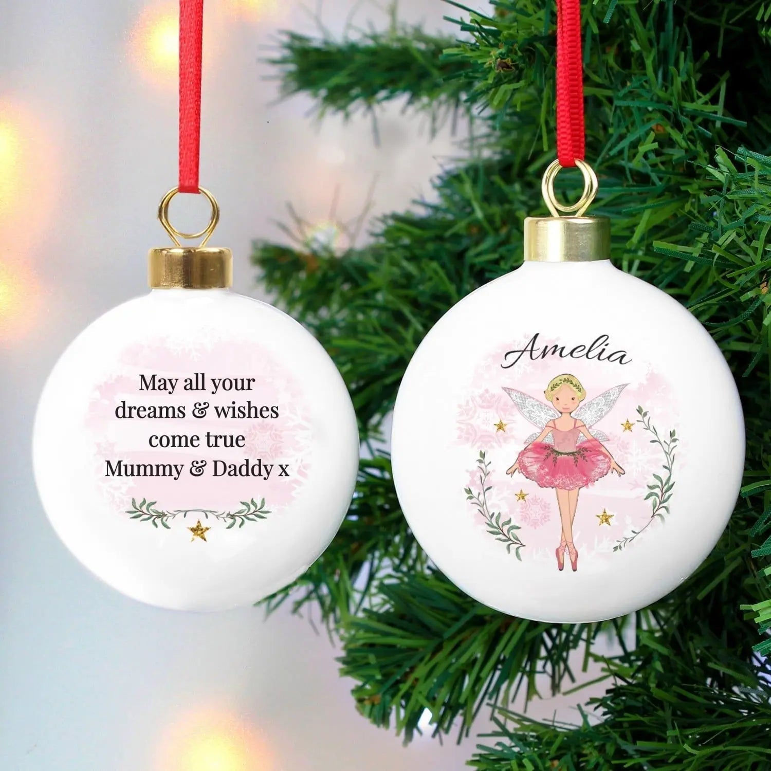 Personalised Sugar Plum Fairy Bauble: 1 - Christmas Baubles By Gift Moments