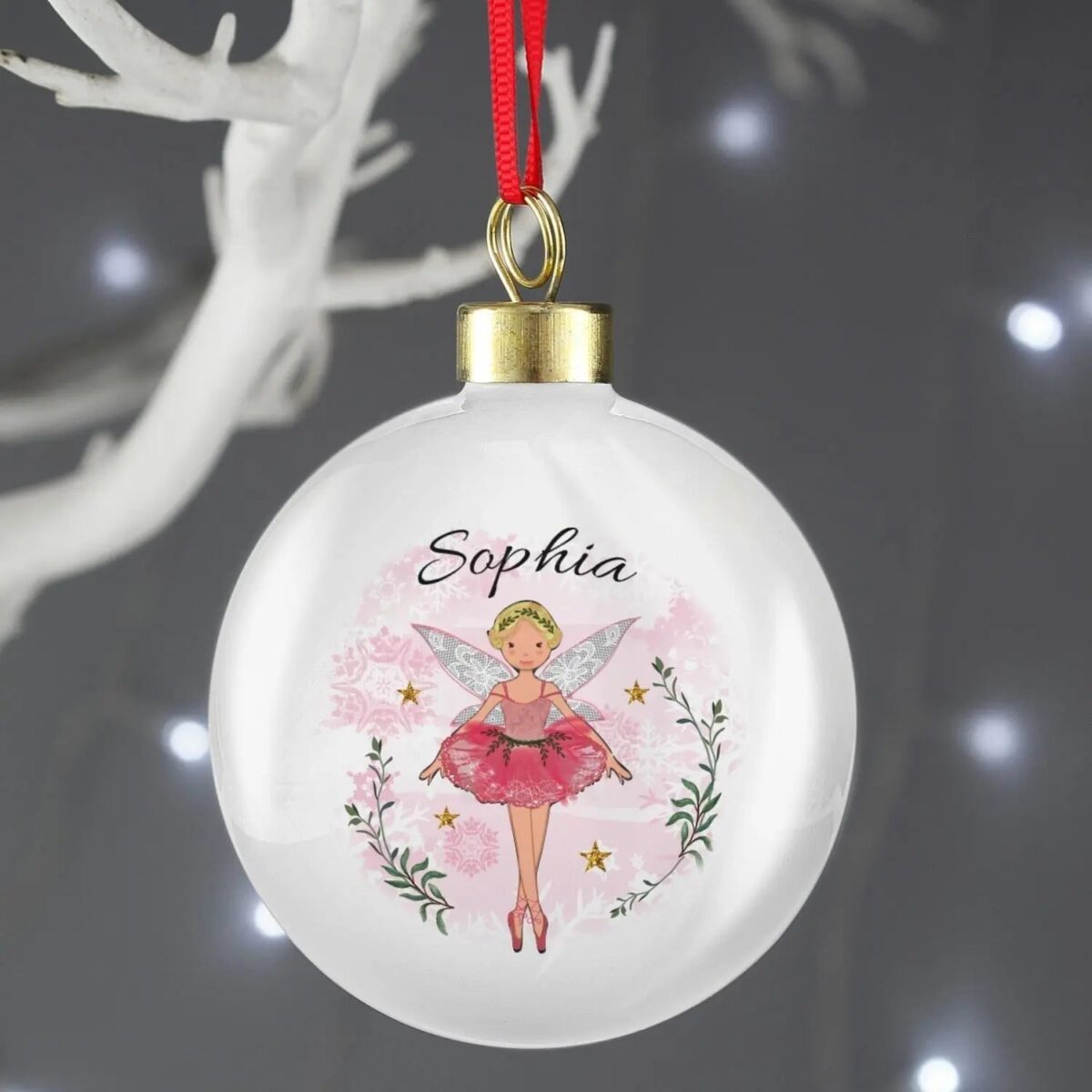 Personalised Sugar Plum Fairy Bauble: 3 - Christmas Baubles By Gift Moments