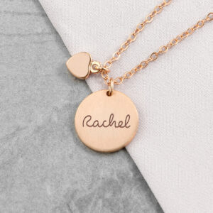 Personalised Summer Style Heart and Disc Necklaces: 4 - Rose Gold - Necklaces By Gift Moments