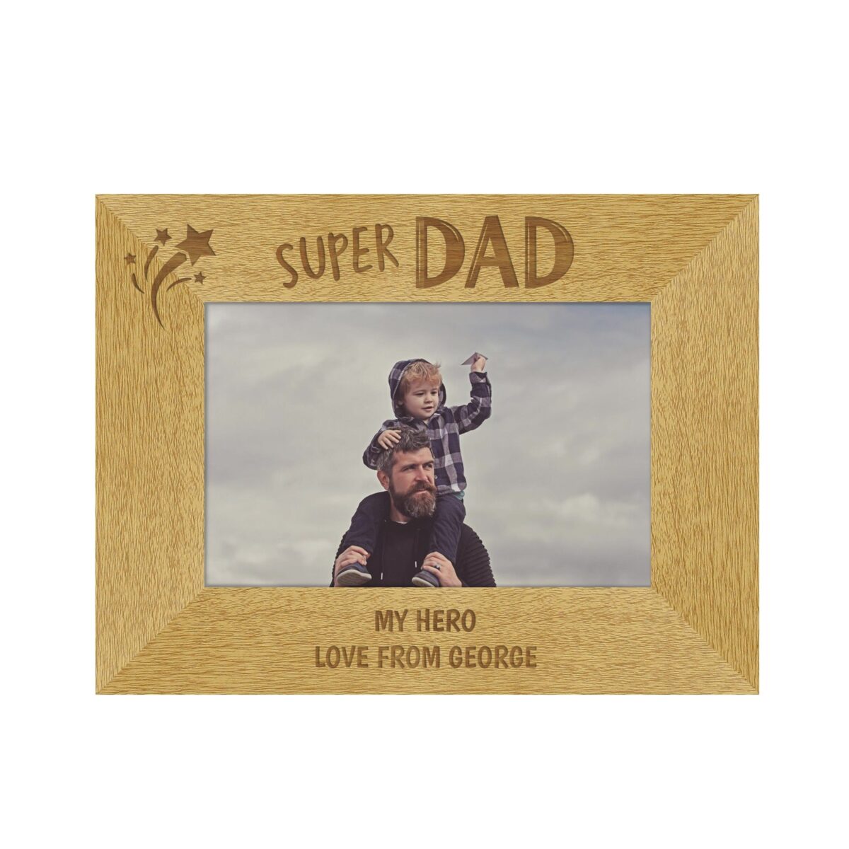 Personalised Super Dad 6x4 Wooden Photo Frame: 5 - Photo Frames By Gift Moments