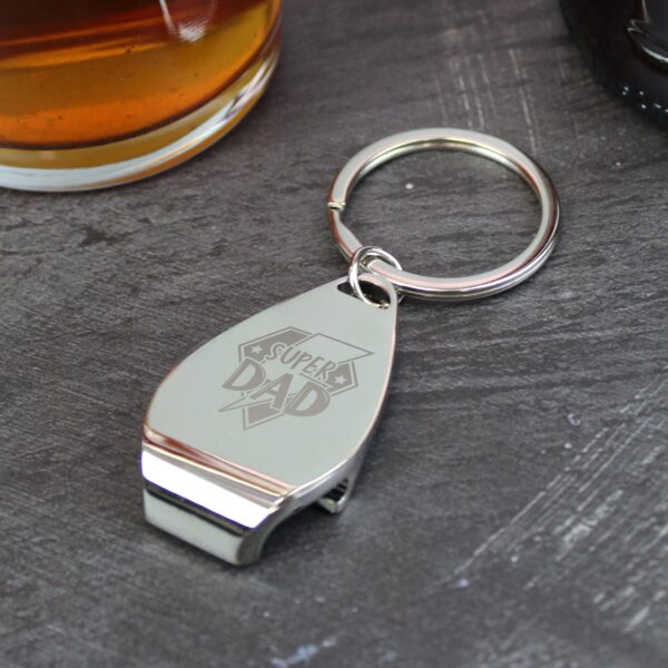 Personalised Super Dad Pint Glass & Bottle Opener: 2 - Beer Glasses By Gift Moments