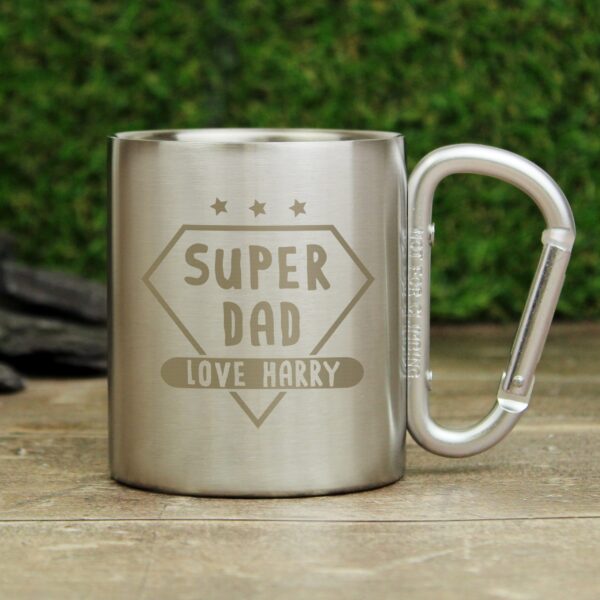 Personalised Super Dad Stainless Steel Mug: 2 - Outdoor Mugs By Gift Moments