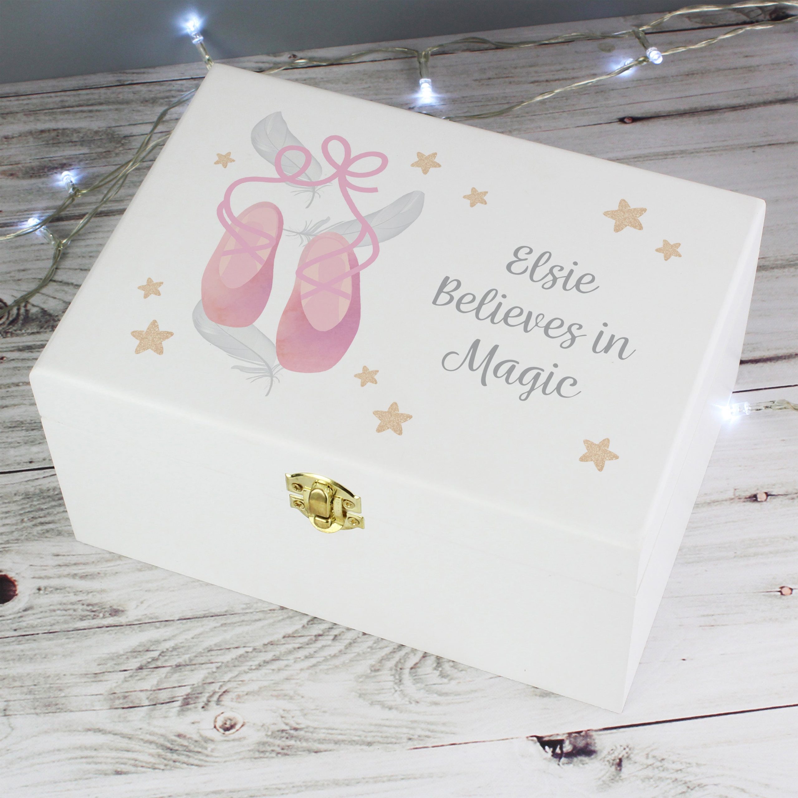 Personalised Swan Lake Ballet White Wooden Keepsake Box: 1 - Keepsake Boxes By Gift Moments