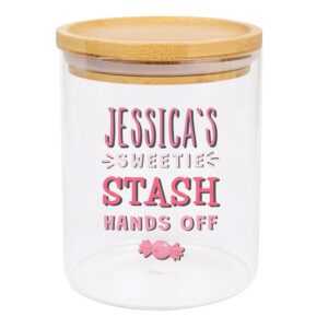 Personalised Sweetie Stash Glass Jar with Bamboo Lid: 3 - Storage By Gift Moments