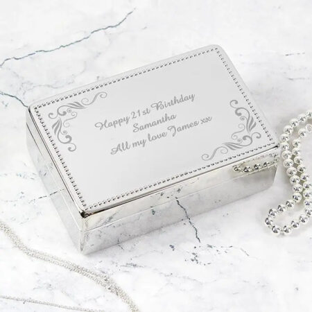 Personalised Swirl Rectangular Jewellery Box: 1 - Jewellery Boxes By Gift Moments