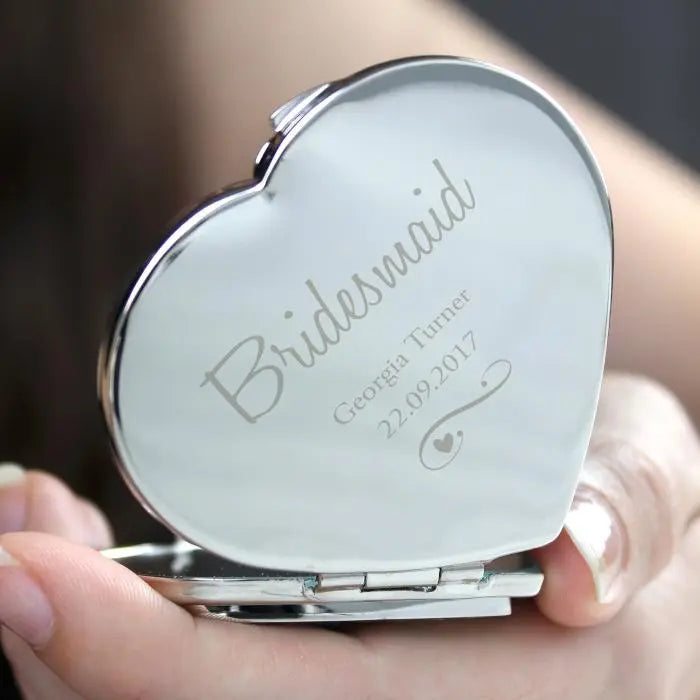 Personalised Swirls & Hearts Diamante Heart Compact Mirror: 6 - Compact Mirrors By Gift Moments