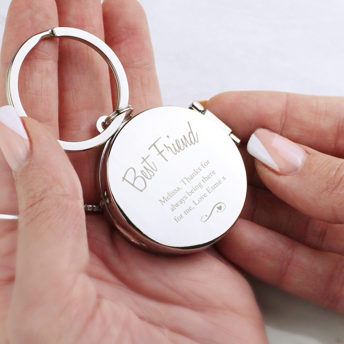 Personalised Swirls & Hearts Photo Keyring: 3 - Keyrings By Gift Moments