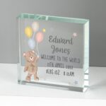 Personalised Teddy & Balloons Crystal Token: 1 - Crystal Tokens By Gift Moments