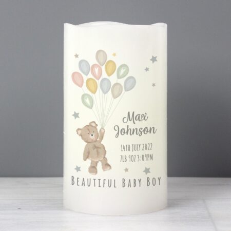 Personalised Teddy & Balloons Nightlight LED Candle: 3 - LED Lighting By Gift Moments