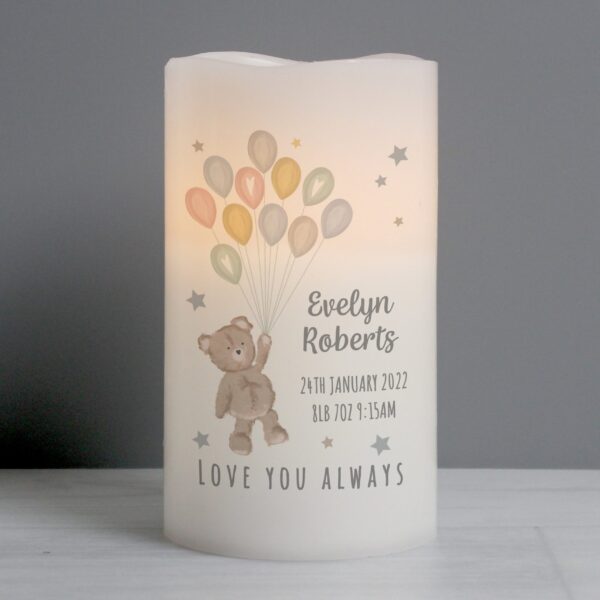 Personalised Teddy & Balloons Nightlight LED Candle: 1 - LED Lighting By Gift Moments