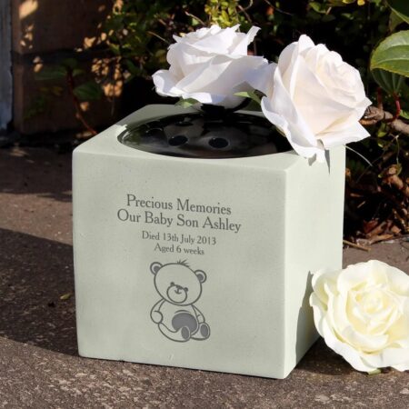 Personalised Teddy Bear Memorial Vase: 3 - Memorials By Gift Moments