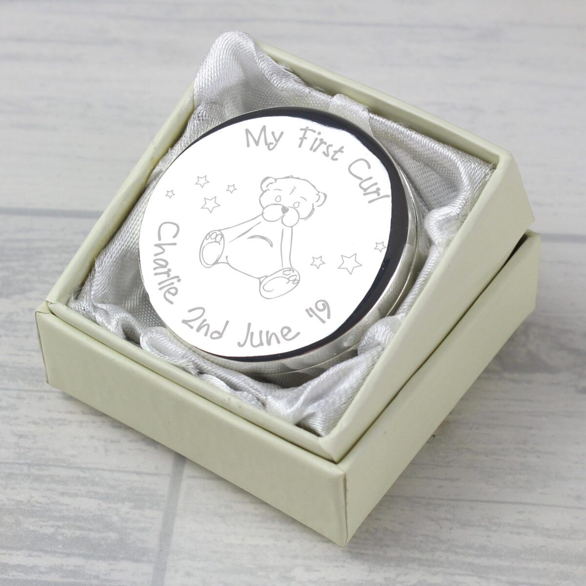 Personalised Teddy My First Curl Trinket Box: 1 - Trinket Boxes By Gift Moments