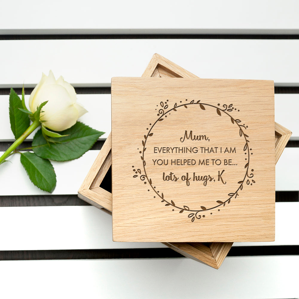 Personalised Thank You Mum Oak Photo Cube: 4 - Photo Cubes By Gift Moments