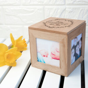 Personalised Thank You Mum Oak Photo Cube: 6 - Photo Cubes By Gift Moments