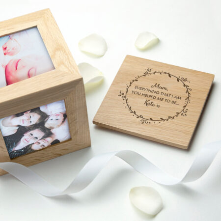 Personalised Thank You Mum Oak Photo Cube: 1 - Photo Cubes By Gift Moments