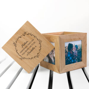 Personalised Thank You Mum Oak Photo Cube: 2 - Photo Cubes By Gift Moments