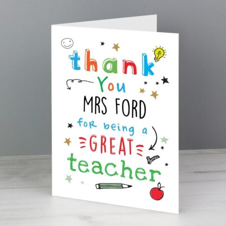 Personalised Thank You Teacher Card: 2 - Greeting Cards By Gift Moments