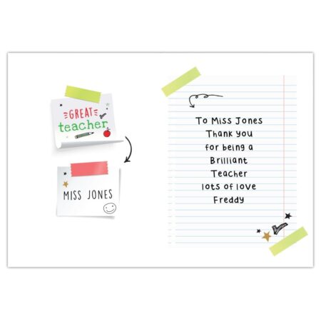 Personalised Thank You Teacher Card: 4 - Greeting Cards By Gift Moments