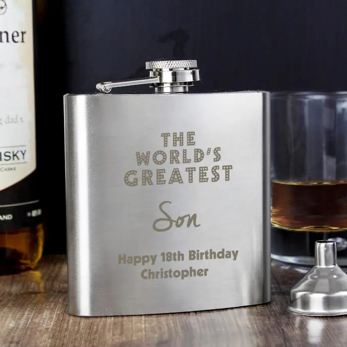 Personalised ’The World’s Greatest’ Hip Flask: 2 - Hip Flasks By Gift Moments
