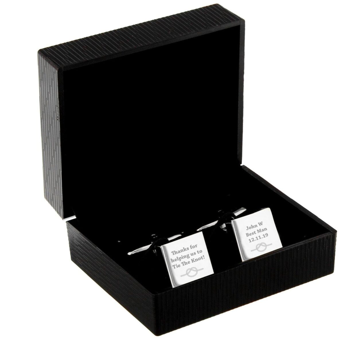 Personalised Tie the Knot Square Cufflinks: 4 - Cufflinks & Tie Slides By Gift Moments
