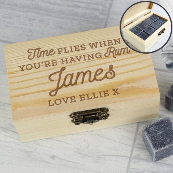 Personalised Time Flies When You’re Having Rum Cooling Stones: 1 - Barware By Gift Moments