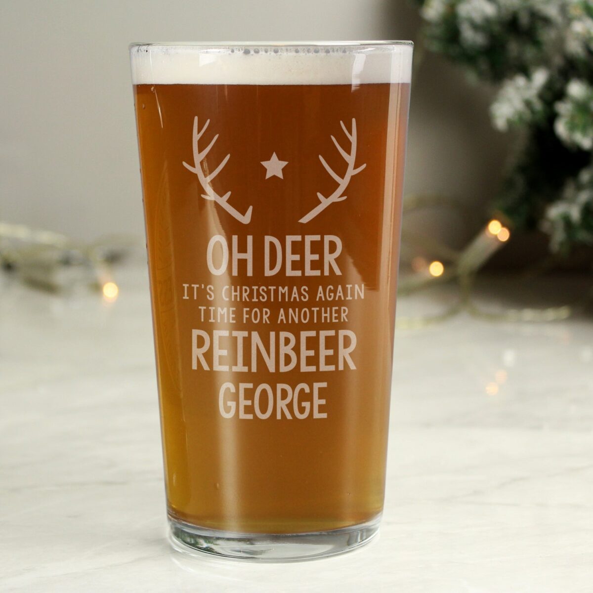 Personalised Time For A Reinbeer Pint Glass: 1 - Beer Glasses By Gift Moments