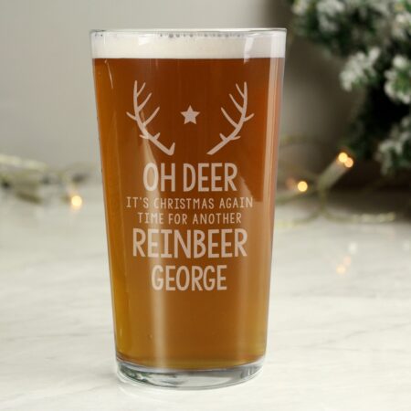 Personalised Time For A Reinbeer Pint Glass: 1 - Beer Glasses By Gift Moments