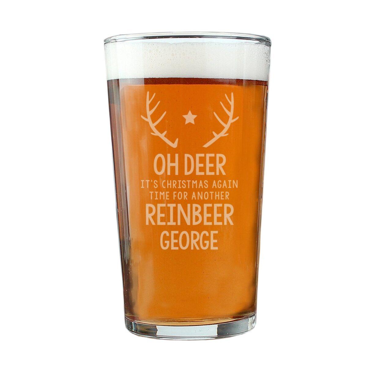Personalised Time For A Reinbeer Pint Glass: 3 - Beer Glasses By Gift Moments
