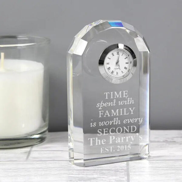 Personalised Time Spent With Family Crystal Clock: 1 - Clocks By Gift Moments
