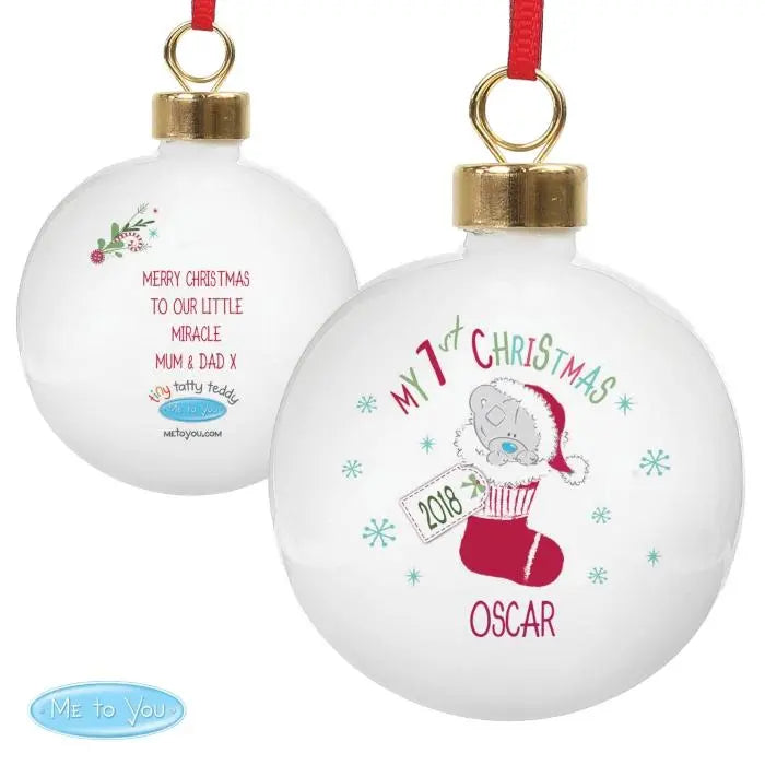 Personalised Tiny Tatty Teddy My 1st Christmas Stocking Bauble: 3 - Christmas Baubles