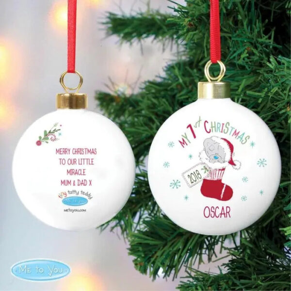 Personalised Tiny Tatty Teddy My 1st Christmas Stocking Bauble: 2 - Christmas Baubles