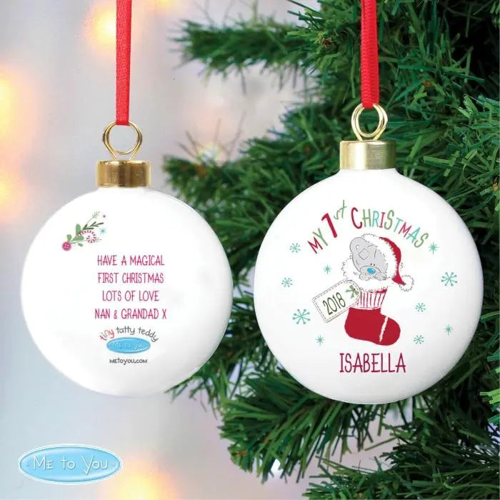 Personalised Tiny Tatty Teddy My 1st Christmas Stocking Bauble: 5 - Christmas Baubles