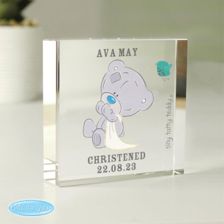 Personalised Tiny Tatty Teddy Christening Crystal Token: 2 - Crystal Tokens