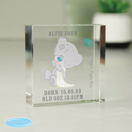 Personalised Tiny Tatty Teddy Christening Crystal Token: 3 - Crystal Tokens