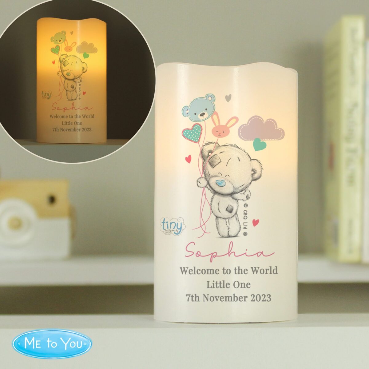 Personalised Tiny Tatty Teddy Dream Big Pink Nightlight LED Candle: 4 - LED Lighting