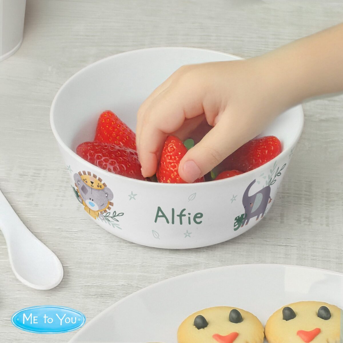 Personalised tiny tatty teddy jungle animals plastic bowl