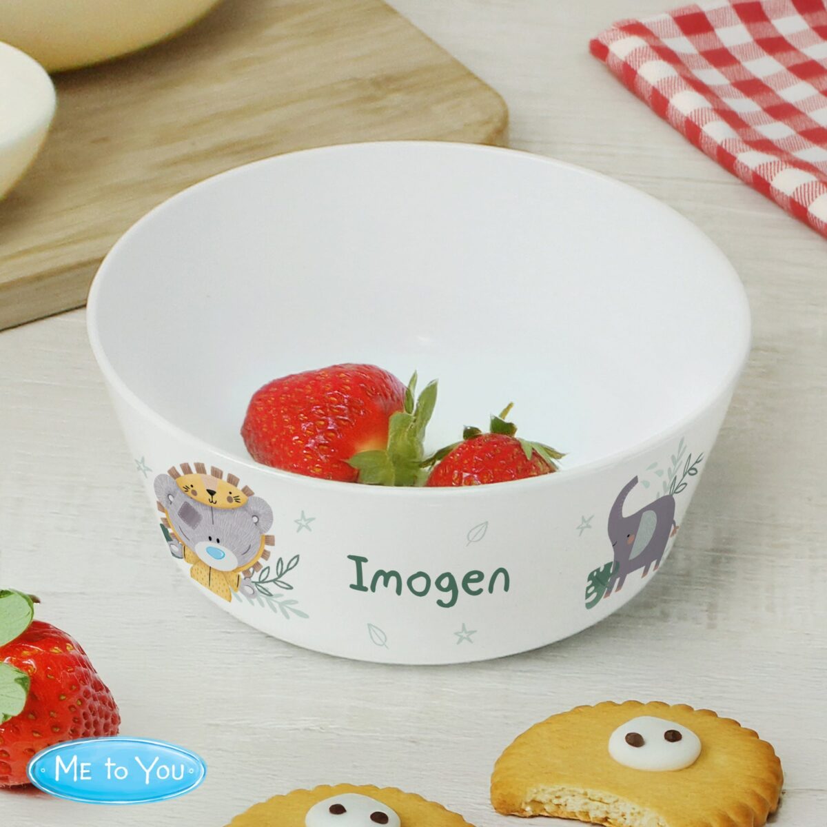 Personalised tiny tatty teddy jungle animals plastic bowl
