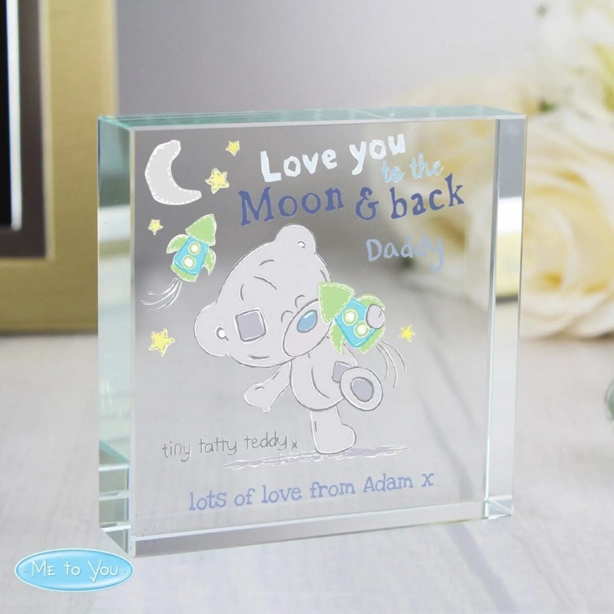 Personalised Tiny Tatty Teddy To the Moon & Back Crystal Token: 1 - Crystal Tokens