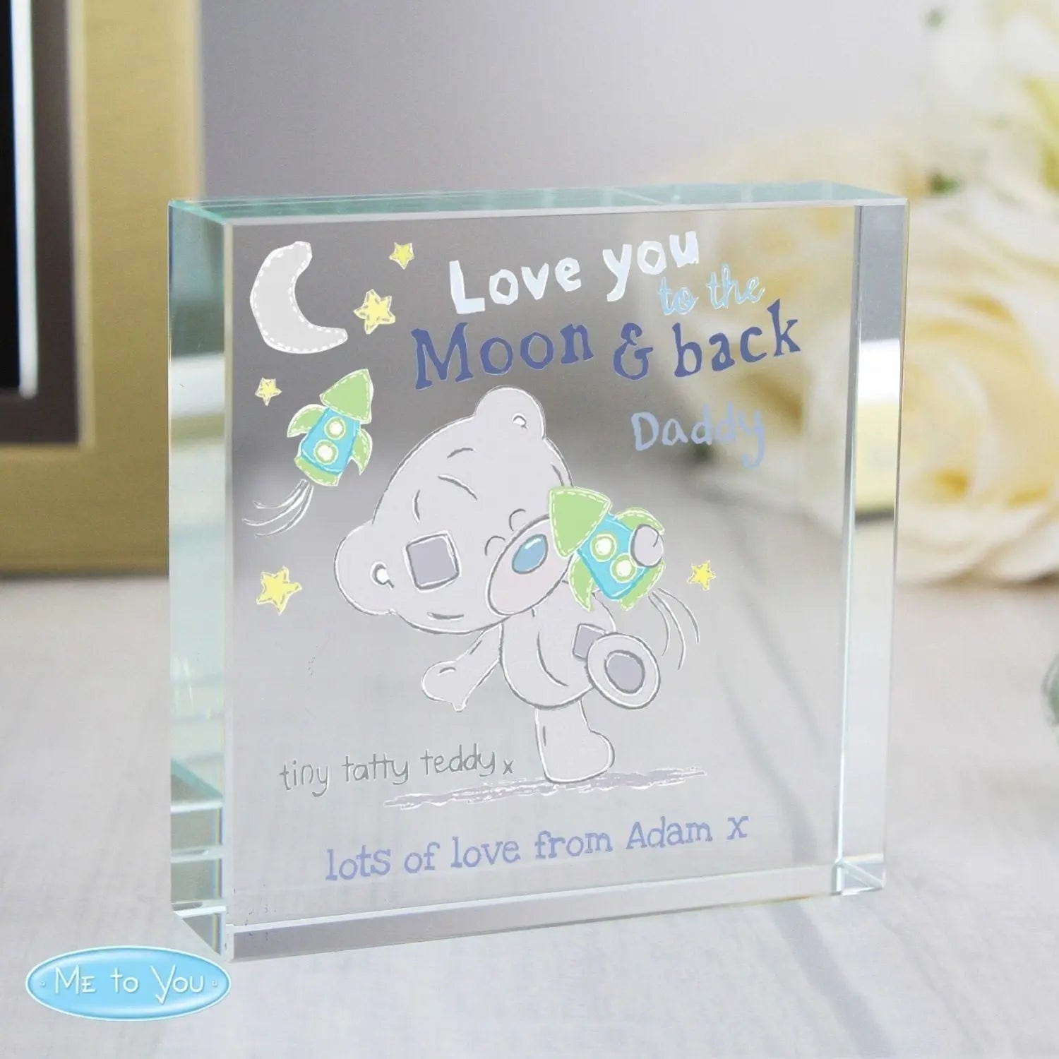 Personalised Tiny Tatty Teddy To the Moon & Back Crystal Token: 1 - Crystal Tokens
