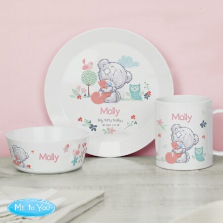 Personalised tiny tatty teddy woodland animal plastic bowl
